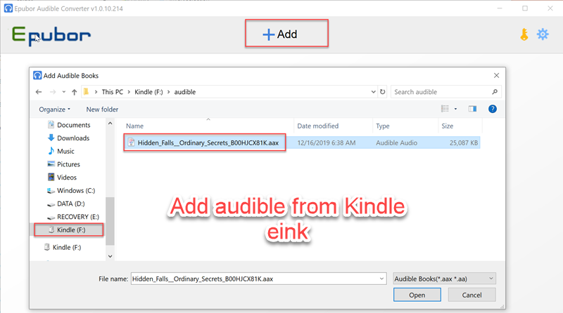 ajouter des livres audio au convertisseur audible