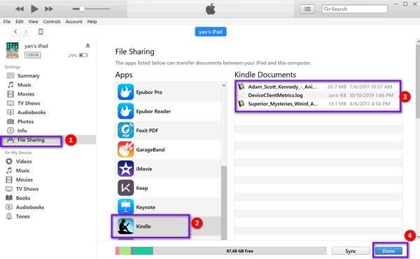 add pdf to kindle for ios itunes