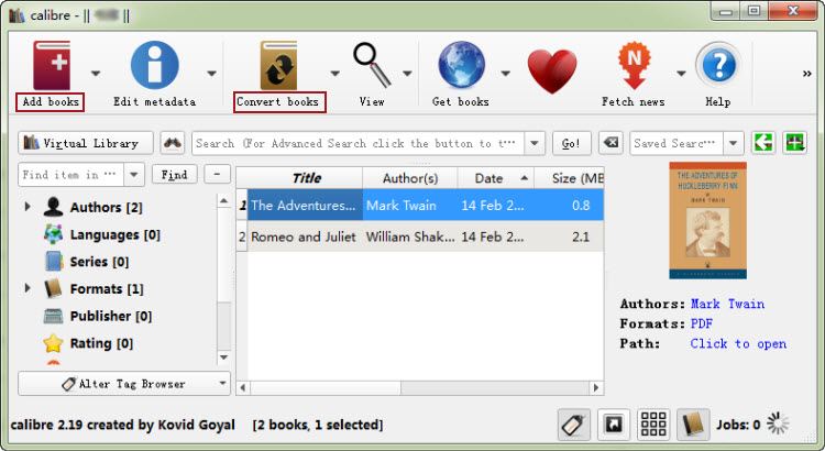 add PDF into Calibre