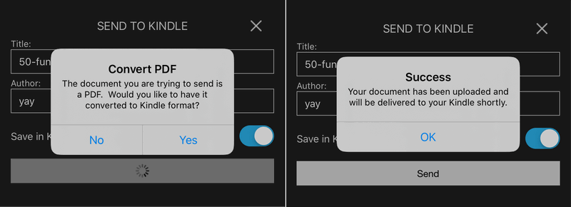 add pdf to kindle app successfully