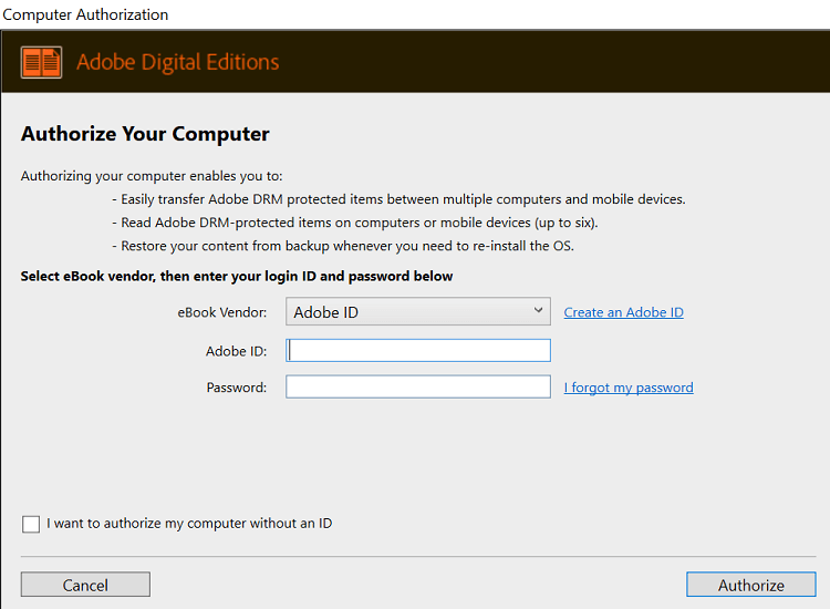 authorize adobe id