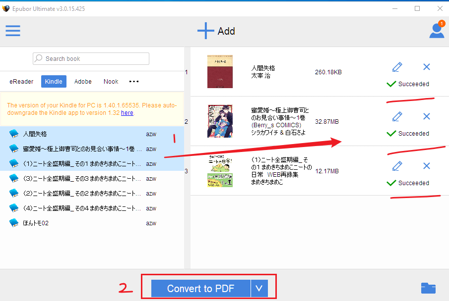 convert azw3 to pdf or epub