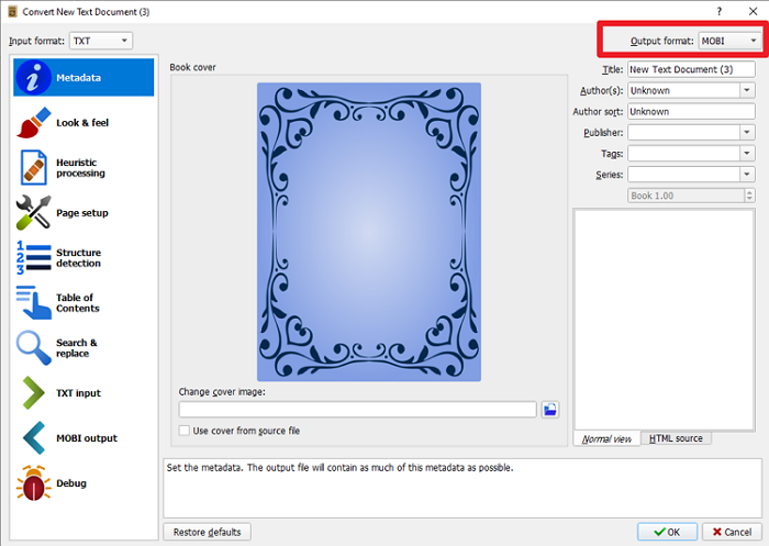 select output format