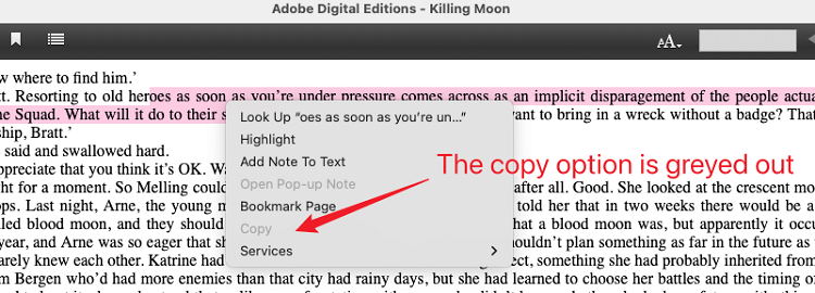 copy greyed out