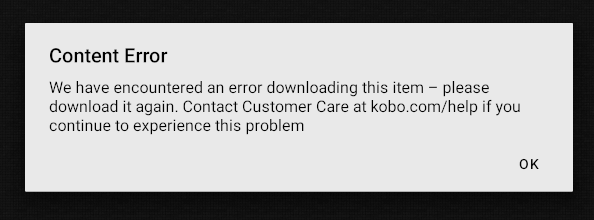 kobo content error