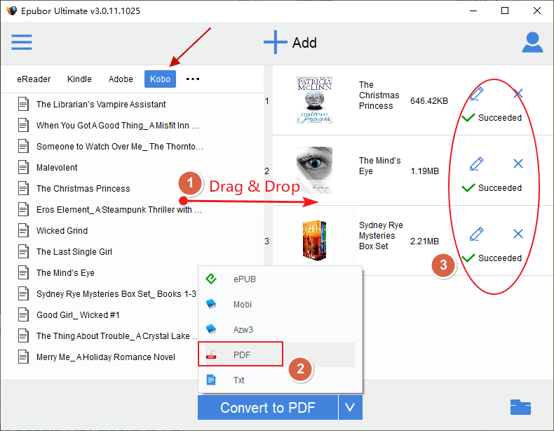 convert kobo ebook to PDF