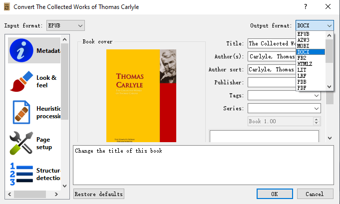 convert to docx with calibre