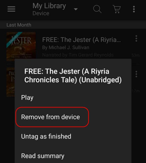delete audible from android