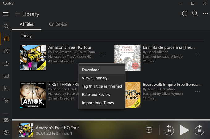 download audible books via audible windows app