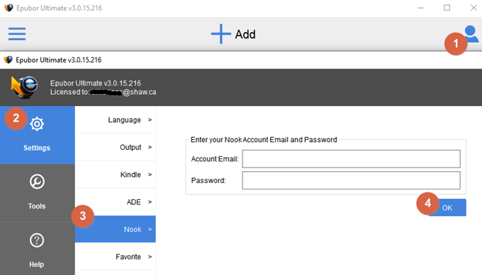 enter nook account and password