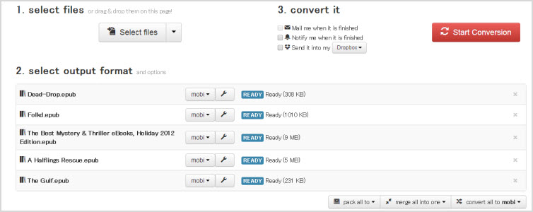 cloudconverter to convert epub to mobi online
