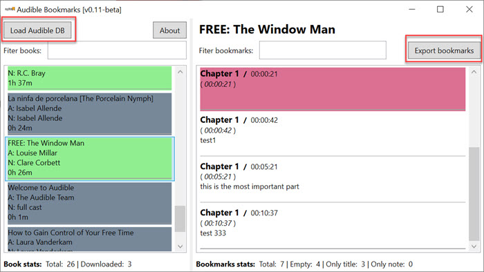 export audible bookmark windows audible app