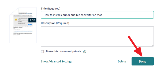 fill in documents name and description