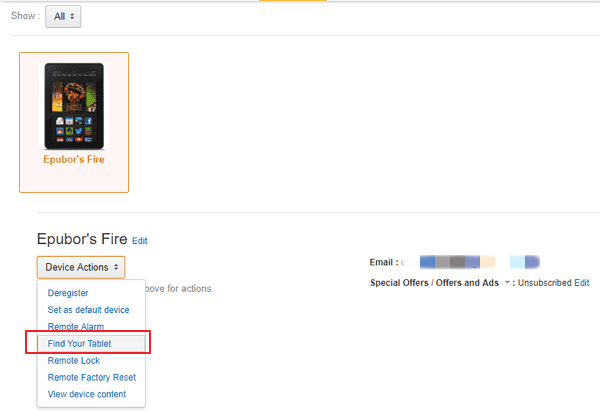 fing your lost kindle