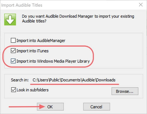 import audible to iTunes or windows media player