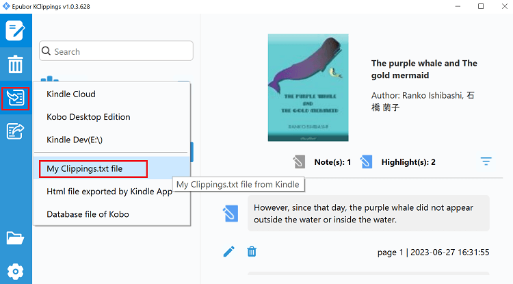 import kindle myclippings