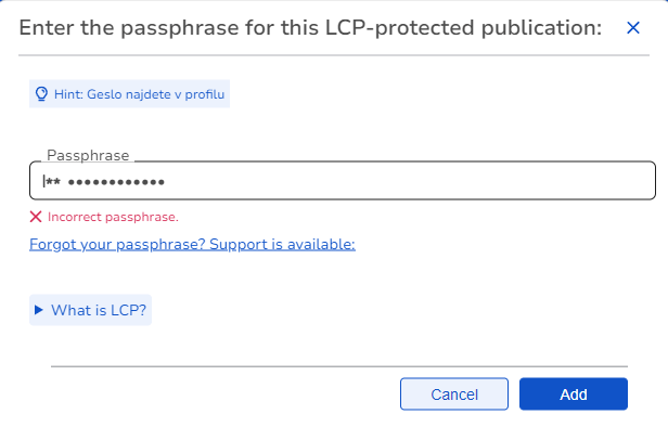 input the passphrase