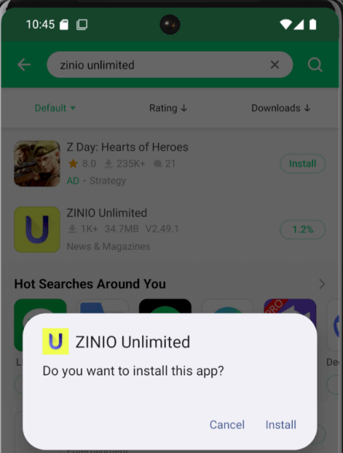 install zinio unlimited app
