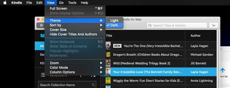 kindle for mac dark mode