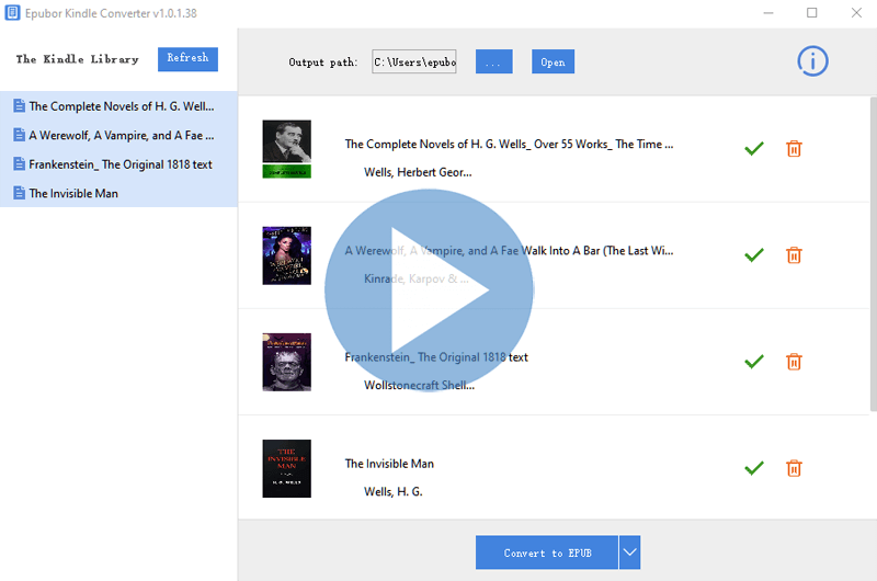 kindle converter interface
