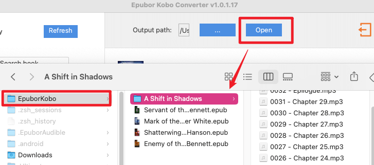 Kobo output folder