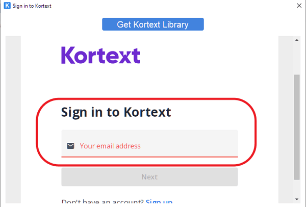 login kortext account in downloader