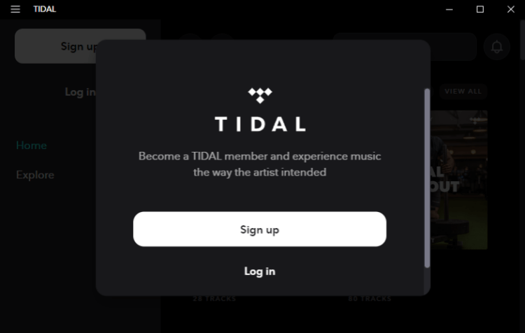 log in to your tidal account