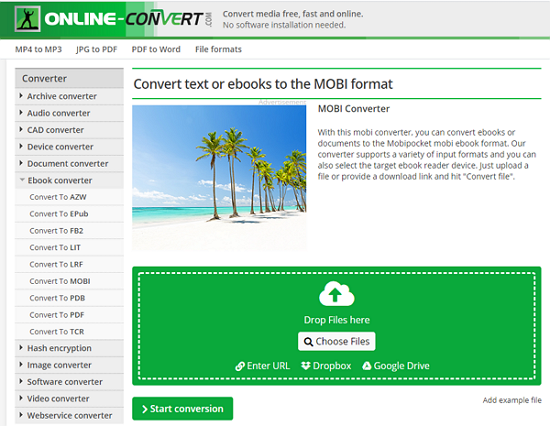online convert txt to mobi