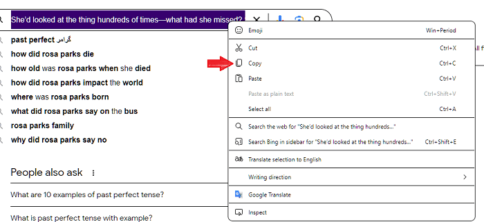 google search bar text