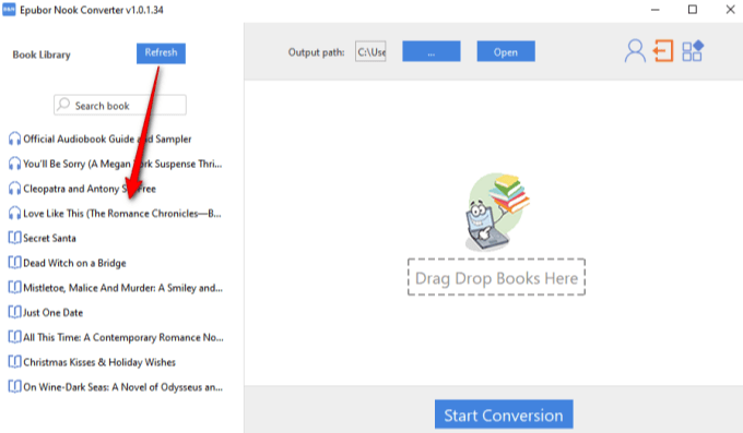 sync nook books with epubor library