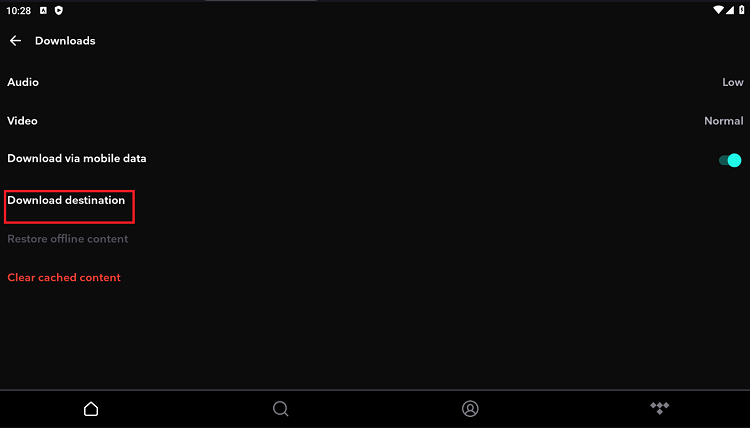 tidal downloads destination