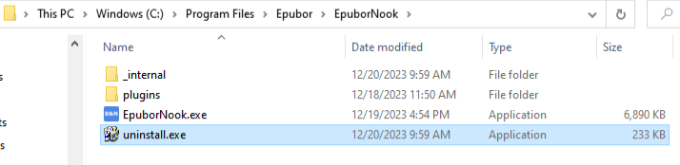 uninstall nook app from pc