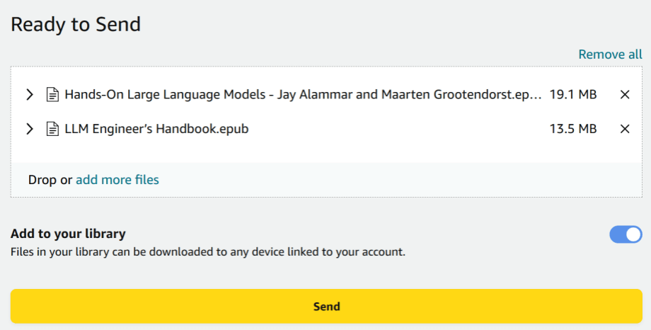 upload oreilly to sendtokindle